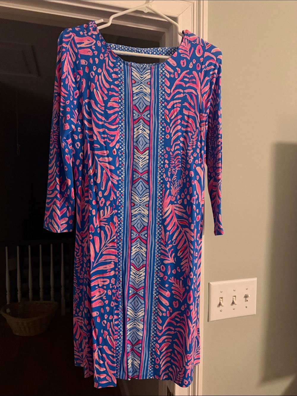Lilly Pulitzer Blue & Pink Printed Long-Sleeve Shift Dress